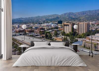 Aerial view of the downtown area of Burbank, California, USA. Wall mural