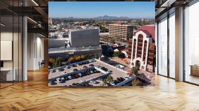 Daytime aerial skyline view of downtown Mesa, Arizona, USA. Wall mural