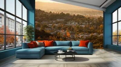 Sunset view of the city of Diamond Bar, California, USA. Wall mural