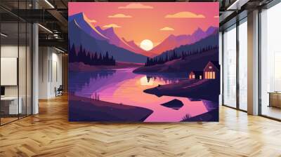 River Sunset Wall mural