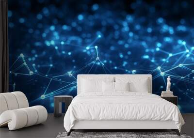 A vibrant blue abstract background with intricate lines and dots Wall mural