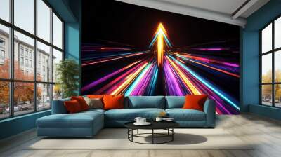 Abstract Glowing Lines, Futuristic Neon Art Wall mural