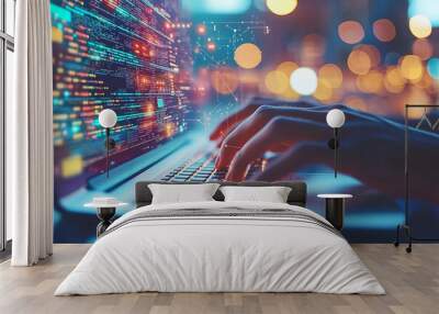 Coding at Night: A Hacker's Dream Wall mural