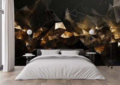 Photo of a mesmerizing black and gold abstract background with shimmering gold stars Wall mural