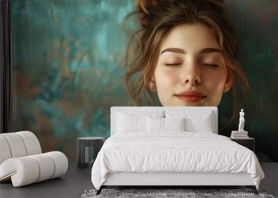 Relaxing European Women - Calm, Casual, Eyes Closed Wall mural