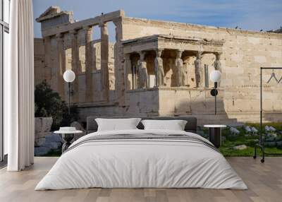 Athens - December 2019: view of Old Temple of Athena Wall mural