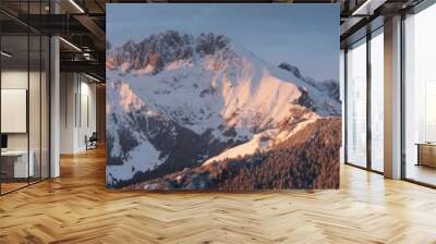 Presolana is a famous mountain range of the Italian Alps. Wonderful landscape in winter time with snow. Orobie mountains. Italy Wall mural