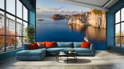 Aerial view at sunset of the beautiful island of Ponza Wall mural