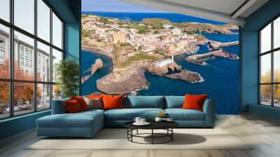 Panoramic aerial view of the Ventotene island Wall mural