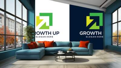 Modern Growth Up logo design. Arrow logo design graphic icon vector. Symbols for business, marketing, finance and management companies. Wall mural