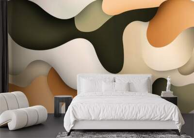 A modern abstract design featuring flowing shapes in earthy tones, suitable for backgrounds or graphic projects. Wall mural