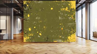 A textured background featuring splashes of yellow and dark green, ideal for creative projects. Wall mural