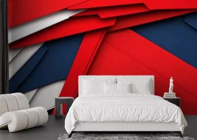 A vibrant arrangement of overlapping envelopes in red, white, and blue colors. Wall mural