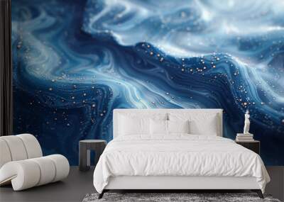 abstract art blue paint background with liquid fluid grunge texture. Wall mural