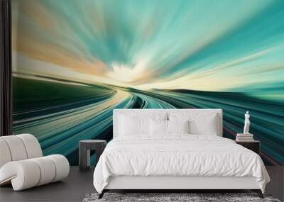 Abstract background with a speed motion effect, showcasing gradient speed lines on a landscape Wall mural