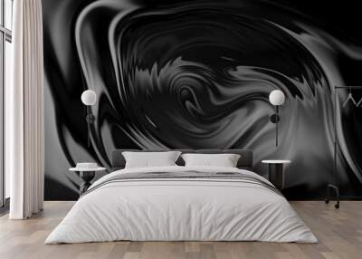 Abstract flowing water liquid curve line in grey silver black metallic color new trend graphic design glossy pattern cool background textures Wall mural