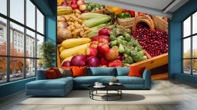 fall harvest vegetables Wall mural