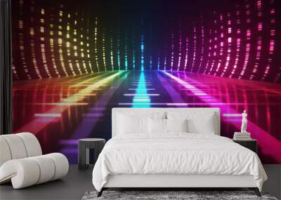 Colorful soundwave background, featuring a futuristic RGB wallpaper with vibrant neon wave lights. Wall mural