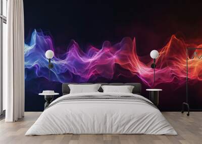 Colorful soundwave background, featuring a futuristic RGB wallpaper with vibrant neon wave lights. Wall mural