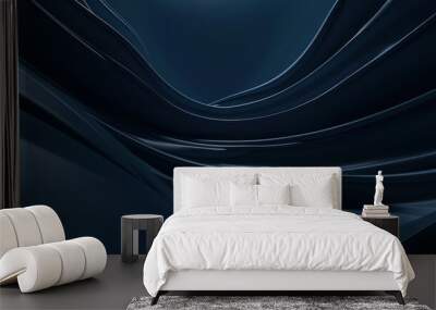 Dynamic smoothed 3D-rendered abstract background with dark blue colors Wall mural