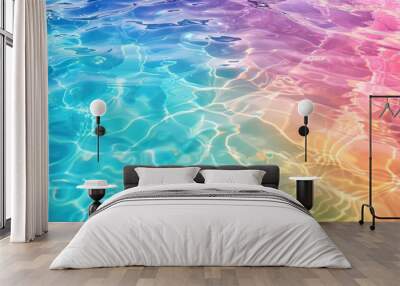 Featuring rainbow colors, the background texture of swimming pool water creates a bright and airy atmosphere.
 Wall mural