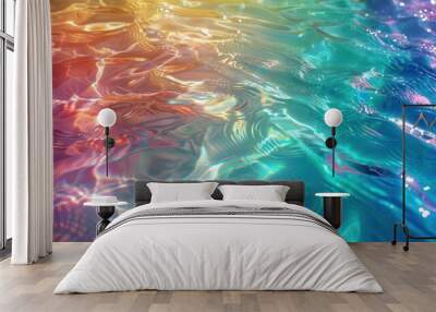 Featuring rainbow colors, the background texture of swimming pool water creates a bright and airy atmosphere.
 Wall mural