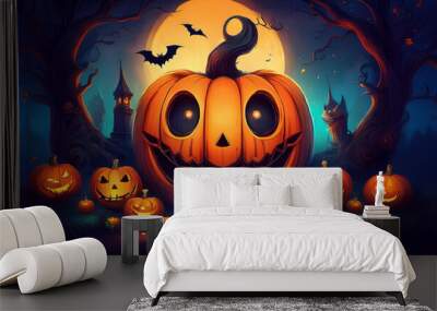 halloween background with pumpkin illustration background Wall mural