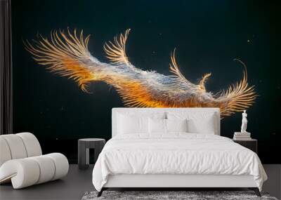 long tailed phoenix made of light particles 3 flying over sea 1 light reflections on the sea surface super detailed hyper realistic Shot on IMAX 70mm 22 Megapixels ar 169 s 16000 q 2 no reds  Wall mural