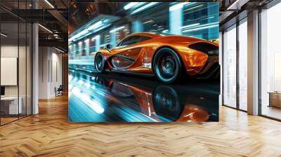 Mesmerizing sport car photography capturing motion blur, reflections, and cinematic speed Wall mural