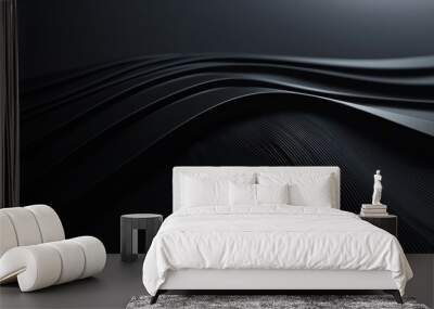 solid black wave background, 3d render and realistic Wall mural