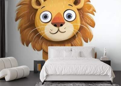 This friendly looking cartoon lion illustration shows a lion sitting down with a big smile, perfect for children's themes Wall mural