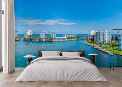 panoramic drone view of Lake Boca Raton, Florida with city Wall mural