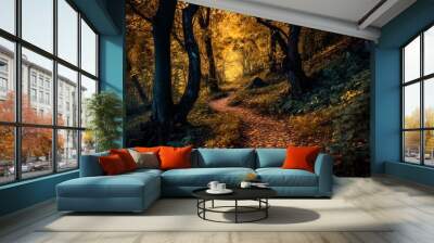 spooky forest halloween theme with trail Wall mural