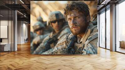 US marines in the desert near the blockpost Wall mural