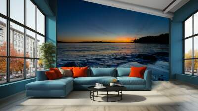 a beautiful sunrise in the fjord at Tønsberg Tønne  in beautiful norway Wall mural