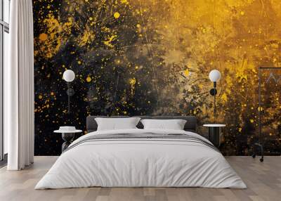 Abstract yellow black gradient grainy background with vibrant noise texture for grunge poster design Wall mural