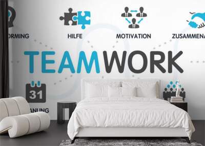 TEAMWORK Zusammenarbeit Vektor Grafik Icons Priktogramme Wall mural