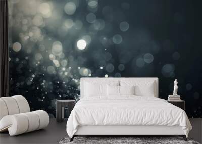 Minimalist abstract background with blurred white lights on dark surface Wall mural