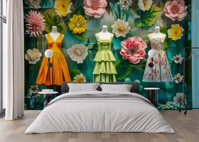 Spring fashion display in boutique window Wall mural