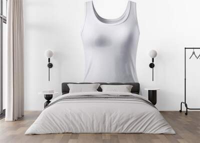 White women's tank top mockup front view isolated on white Wall mural