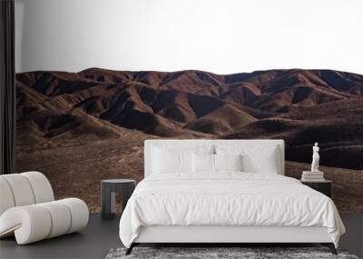 Desert and arid landscape isolated on white background or cut out. Badlands scenery. Wall mural