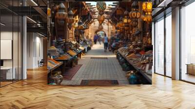 Vibrant Market Stalls in Emirati Souk, generative ai Wall mural