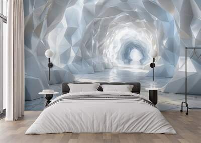 Abstract geometric tunnel with volumetric cubes on light background for business design use Wall mural