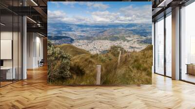 Quito, capital of Ecuador, as viewed from lookout Cruz Loma. Wall mural