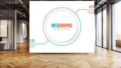 Minimal Business Infographics template. Timeline with 2 steps, options and marketing icons .Vector linear infographic with two conected elements. Can be use for presentation. Wall mural