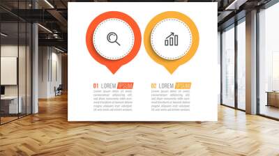 Minimal infographic template design with numbers 2 options or steps. Wall mural