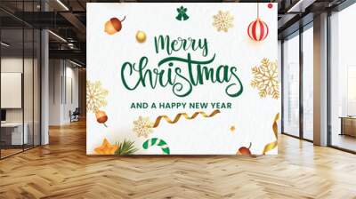 greeting card merry chrismas and a happy new year 2024 white color Wall mural