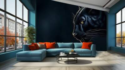 illustration of side view of panther head on dark background Wall mural