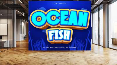 Ocean fish editable Text effect 3 Dimension emboss carton style Wall mural