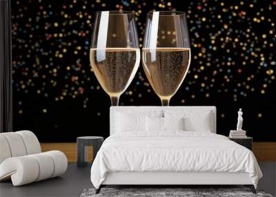 Celebration toast with champagne New Year's cards Sylvester Party at New Years Eve Copy space Wall mural